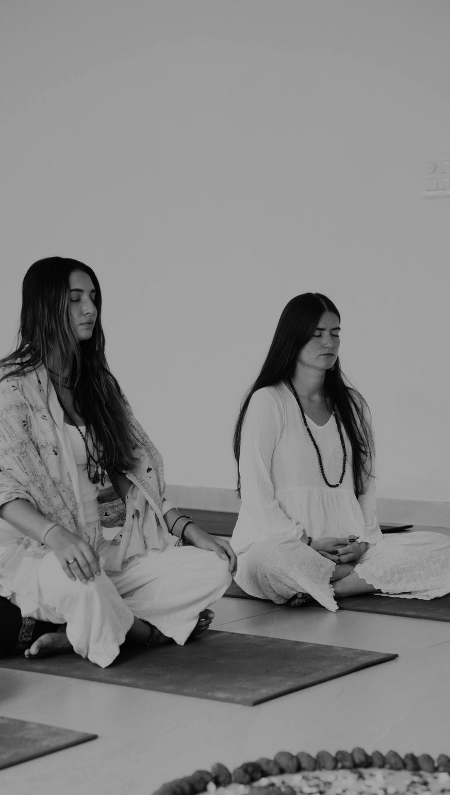 Olivia in guided meditation during her training